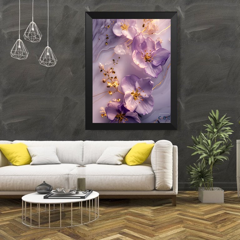 Cuadro de flor morada lujosa