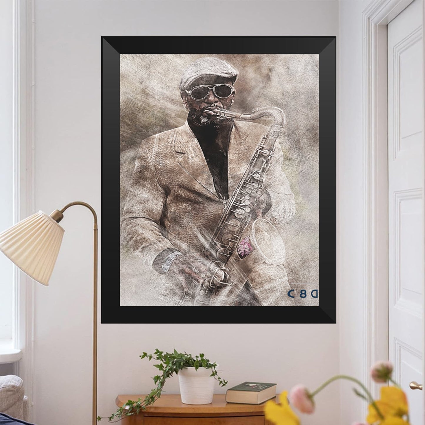 Cuadro de hombre saxofón