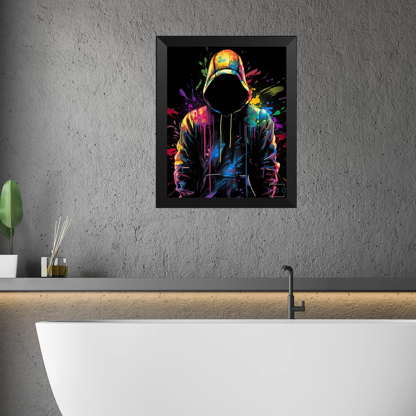 Cuadro enigma de polerón con manchas