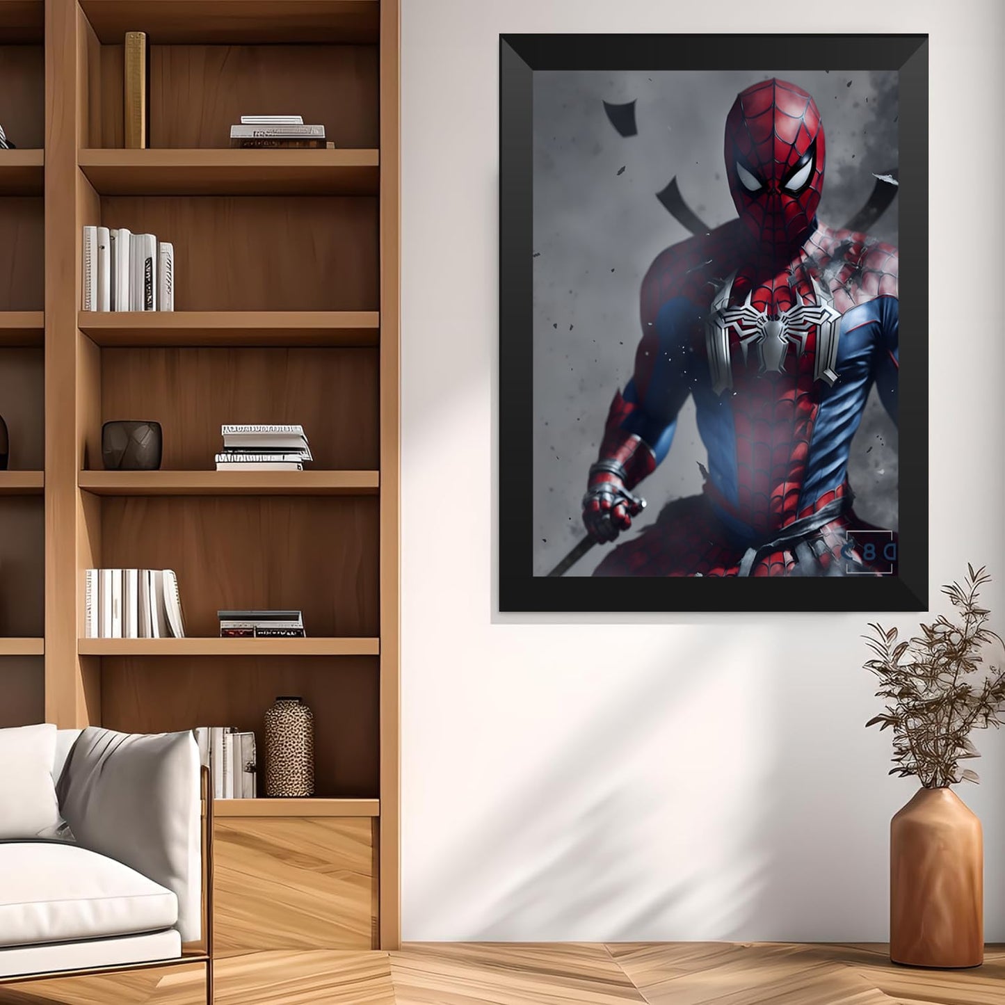 Cuadro de spiderman luchando