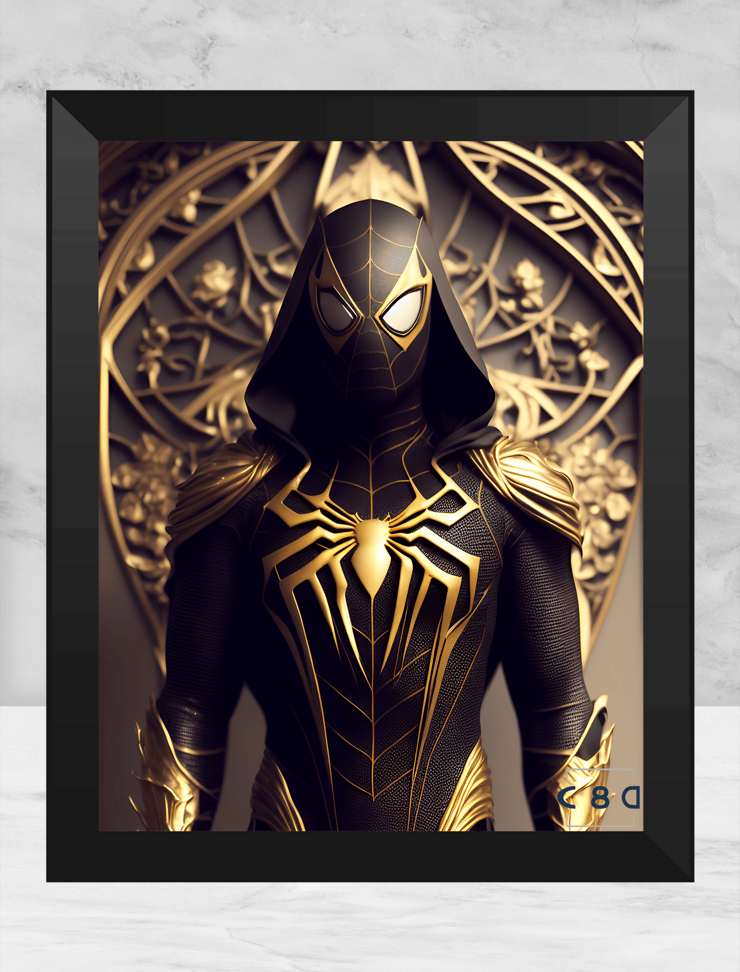 Cuadro de spider man negro y amarillo